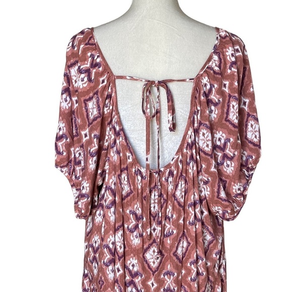 Knox Rose Women’s Tiered Bohemian Midi Dress Plus Size 1X Puff Sleeves Paisley - Picture 8 of 11